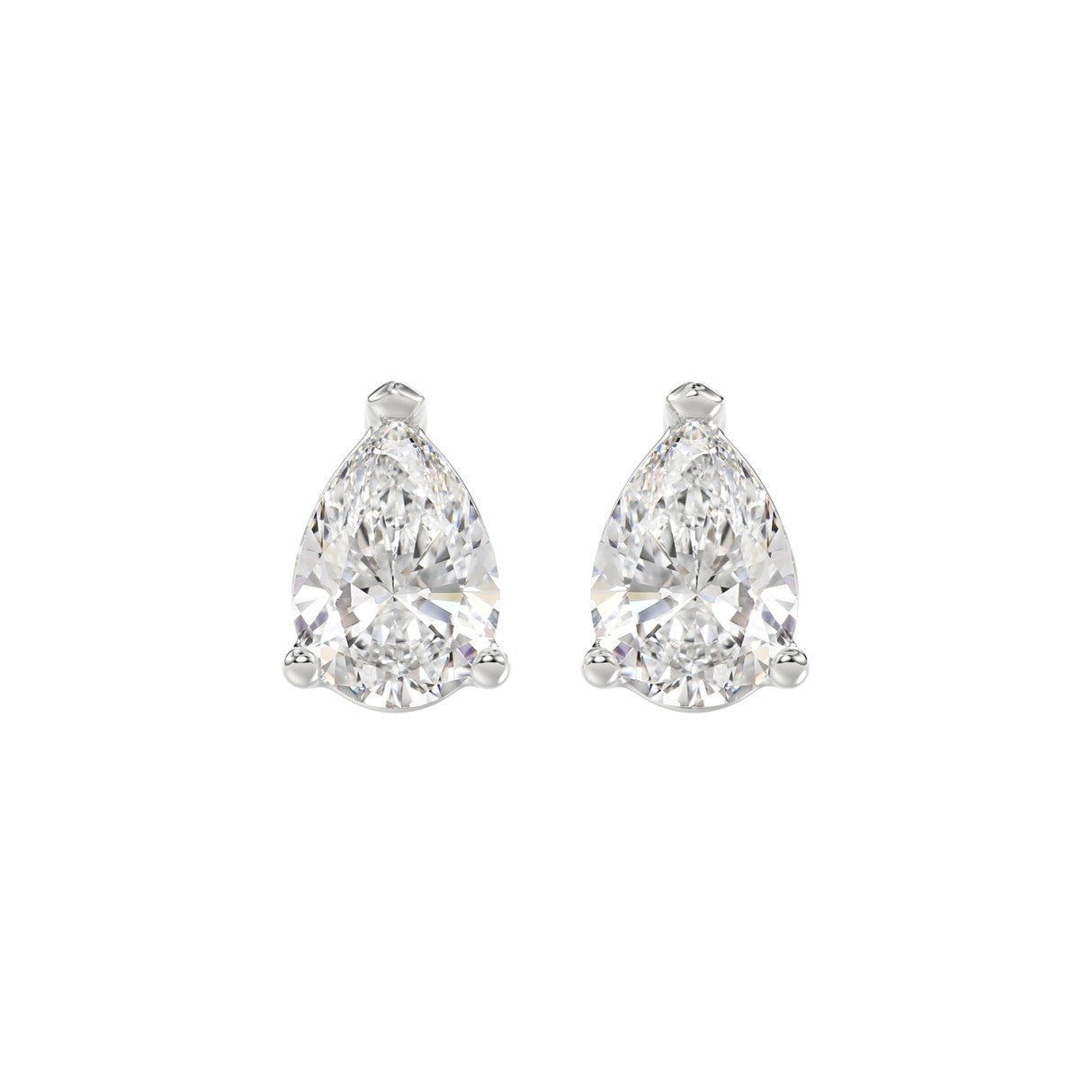 LADIES SOLITAIRE EARRINGS 3CT PEAR DIAMOND 14K WHITE GOLD
