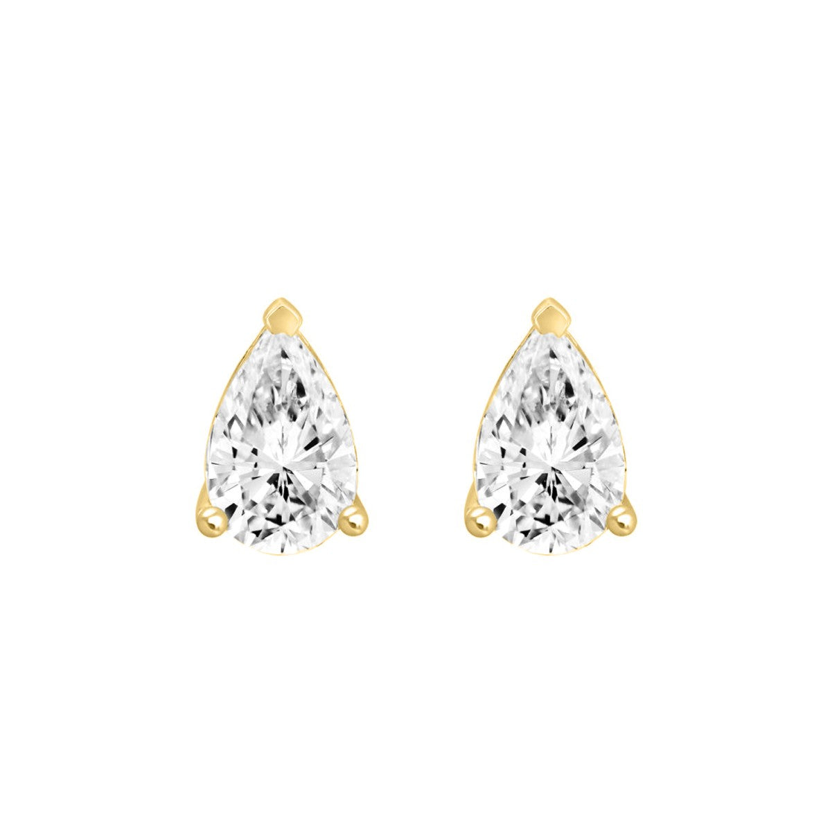 LADIES SOLITAIRE EARRINGS 3CT PEAR DIAMOND 14K YELLOW GOLD