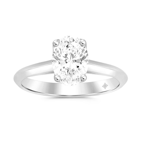 LADIES SOLITAIRE RING 3CT OVAL DIAMOND 14K WHITE GOLD