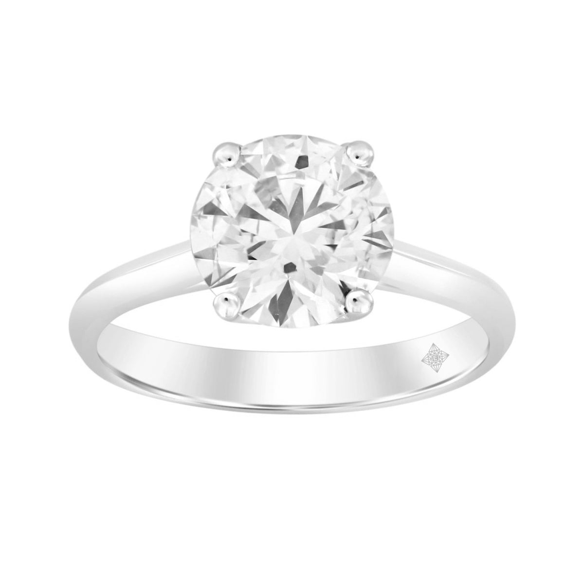 LADIES SOLITAIRE RING 3CT ROUND DIAMOND 14K WHITE GOLD