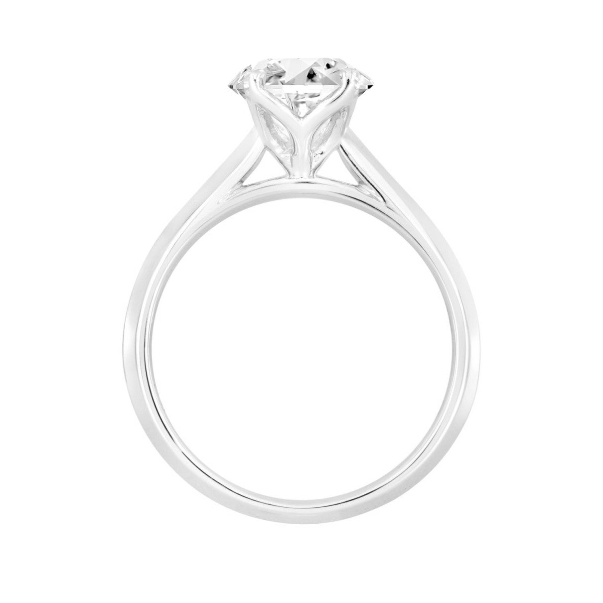 LADIES SOLITAIRE RING 3CT ROUND DIAMOND 14K WHITE GOLD