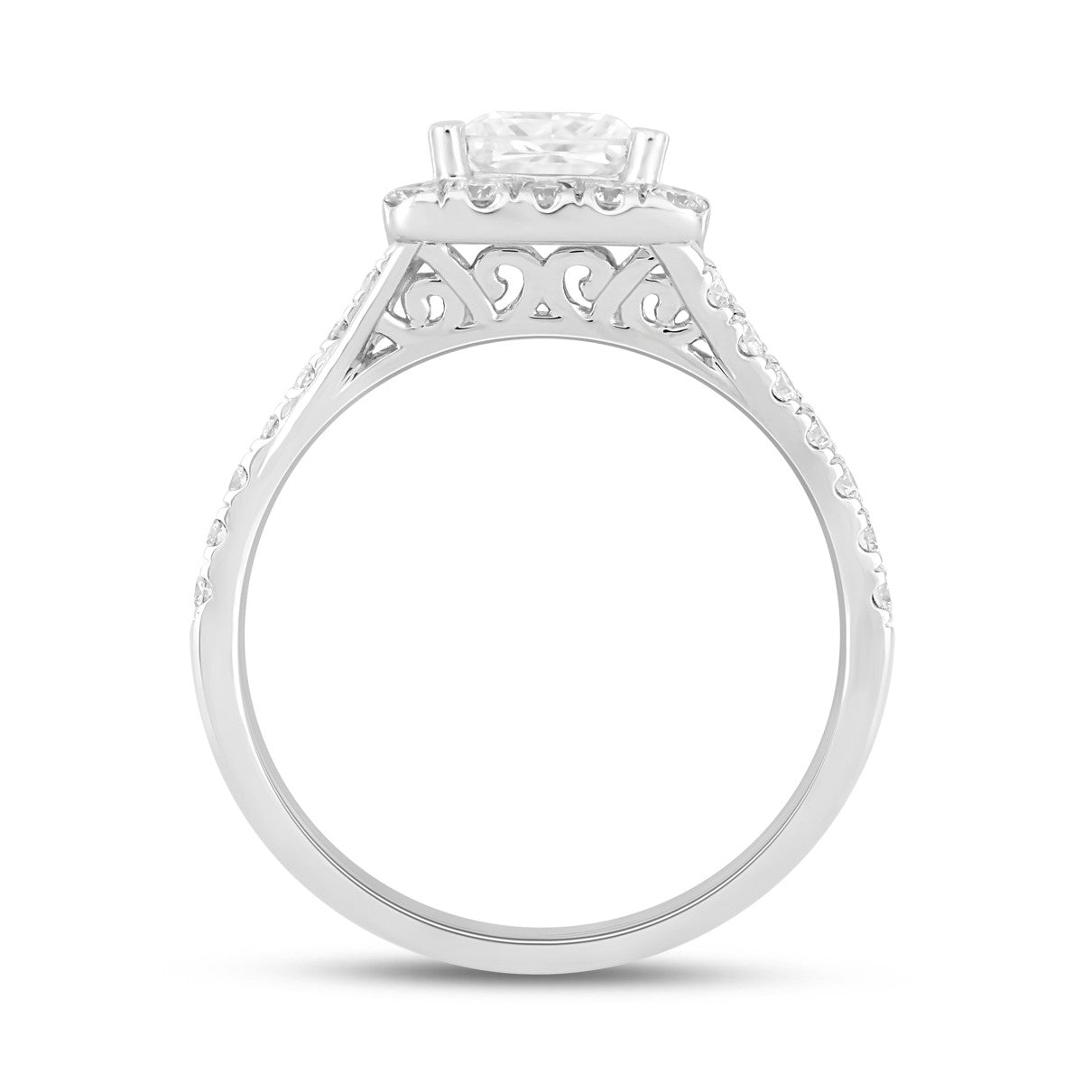 LADIES RING 1 1/2CT ROUND/PRINCESS DIAMOND 14K WHITE GOLD (CENTER STONE PRINCESS DIAMOND 1CT)