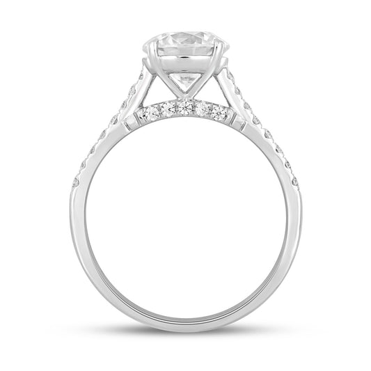 LADIES RING 1 3/4CT ROUND DIAMOND 14K WHITE GOLD (CENTER STONE ROUND DIAMOND 1 1/2CT )