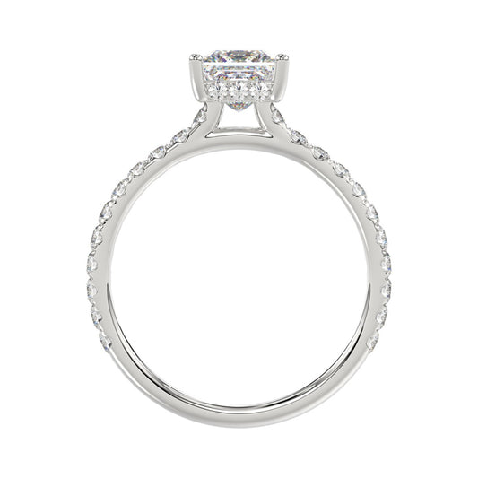 LADIES RING 1 1/2CT ROUND/PRINCESS DIAMOND 14K WHITE GOLD (CENTER STONE PRINCESS DIAMOND 1CT)