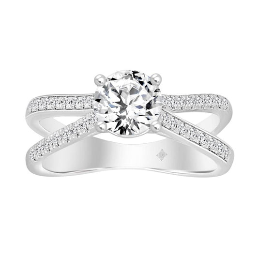 LADIES RING 1 1/4CT ROUND DIAMOND 14K WHITE GOLD