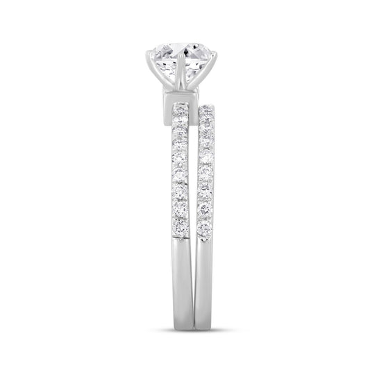 14K WHITE GOLD 1 1/2CT ROUND DIAMOND LADIES BRIDAL SET (CENTER STONE ROUND DIAMOND 1CT)