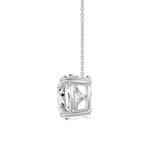 LADIES SOLITAIRE PENDANT WITH UNDER-PASS CHAIN 2.00CT ROUND DIAMOND 14K WHITE GOLD