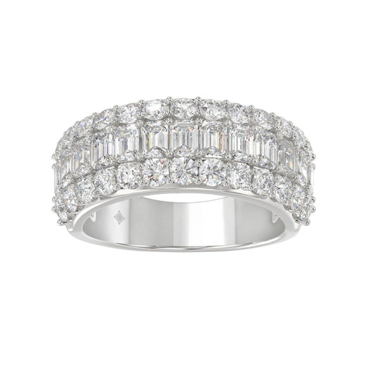 14K WHITE GOLD 2 1/2CT ROUND/EMERALD DIAMOND LADIES BAND