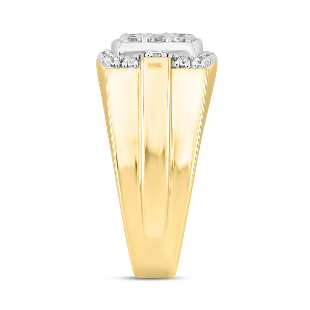 MEN'S RING 1 1/2CT ROUND DIAMOND 14K YELLOW GOLD