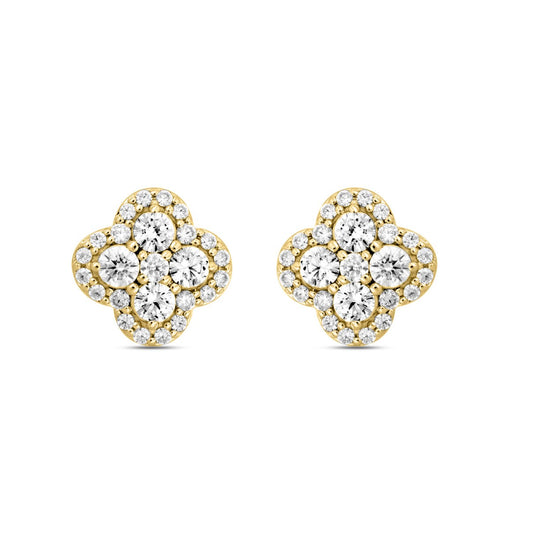 14K YELLOW GOLD 1 1/2CT ROUND DIAMOND Men's EARRINGS 