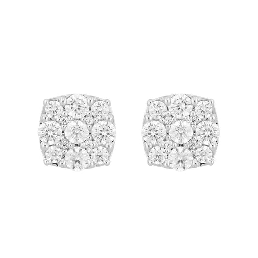 14K WHITE GOLD 2 3/4CT ROUND DIAMOND MEN'S EARRINGS 