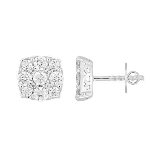 14K WHITE GOLD 2 3/4CT ROUND DIAMOND MEN'S EARRINGS 