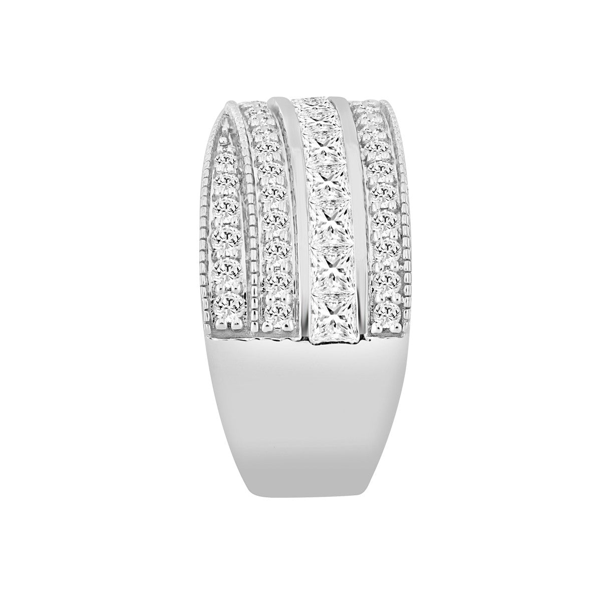 14K WHITE GOLD 2CT ROUND/PRINCESS DIAMOND LADIES BAND