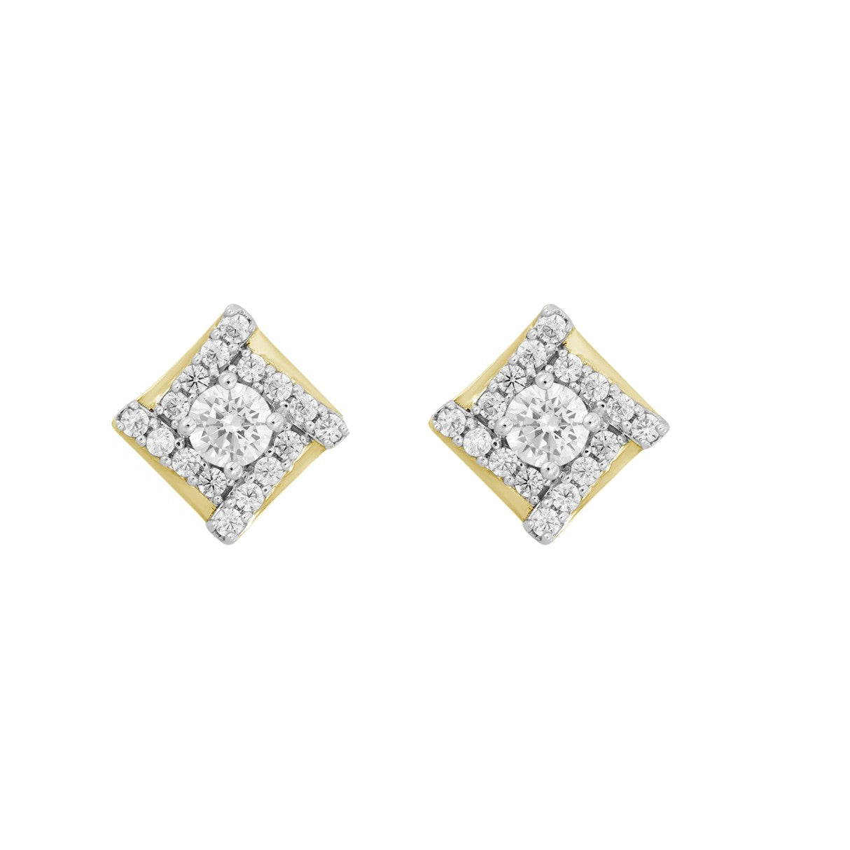 LADIES EARRINGS 1/2CT ROUND DIAMOND 14K YELLOW GOLD