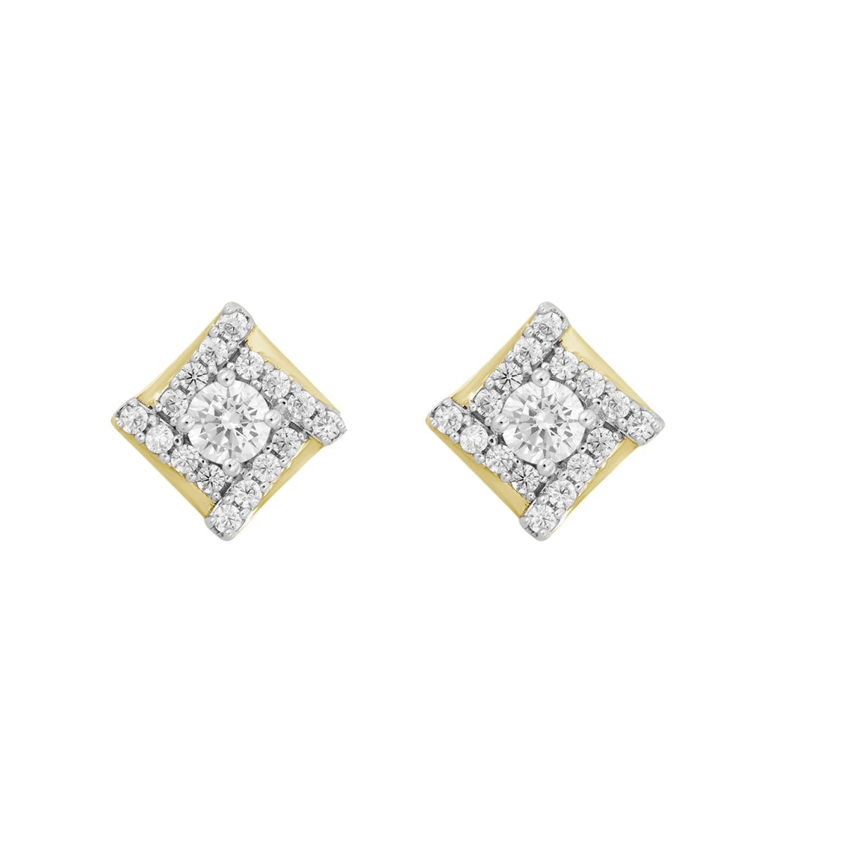 LADIES EARRINGS 1/2CT ROUND DIAMOND 14K YELLOW GOLD