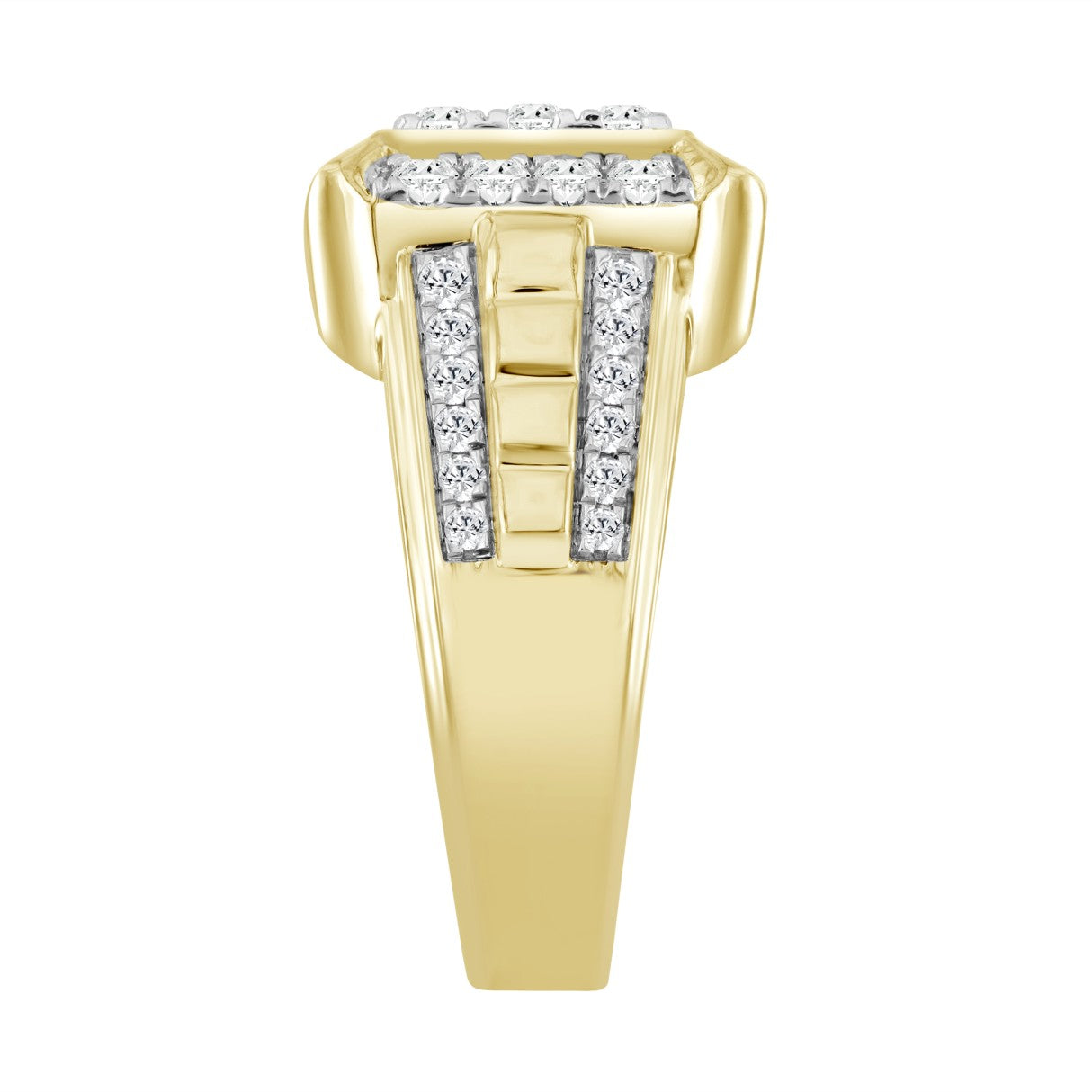 MEN'S RING 1 1/2CT ROUND DIAMOND 14K YELLOW GOLD