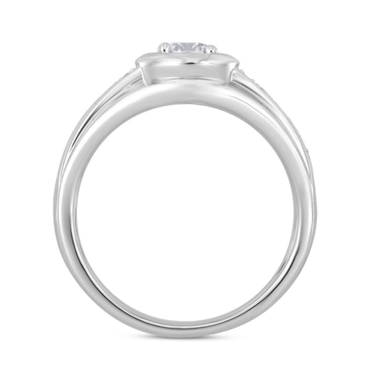 14K WHITE GOLD 3/4CT ROUND DIAMOND MEN'S RING