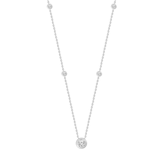 LADIES NECKLACE 1 5/8CT ROUND DIAMOND 14K WHITE GOLD