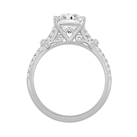 LADIES RING 1 3/4CT ROUND/PRINCESS DIAMOND 14K WHITE GOLD (CENTER STONE PRINCESS DIAMOND 1 1/2CT )