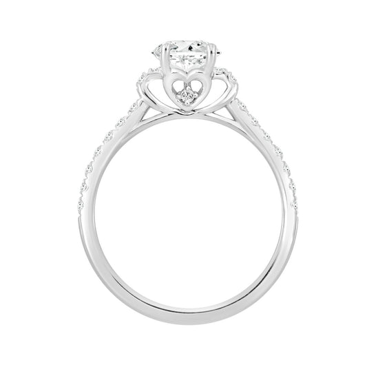 LADIES BRIDAL SET 1 1/2CT ROUND/OVAL DIAMOND 14K WHITE GOLD (CENTER STONE OVAL DIAMOND 1CT)