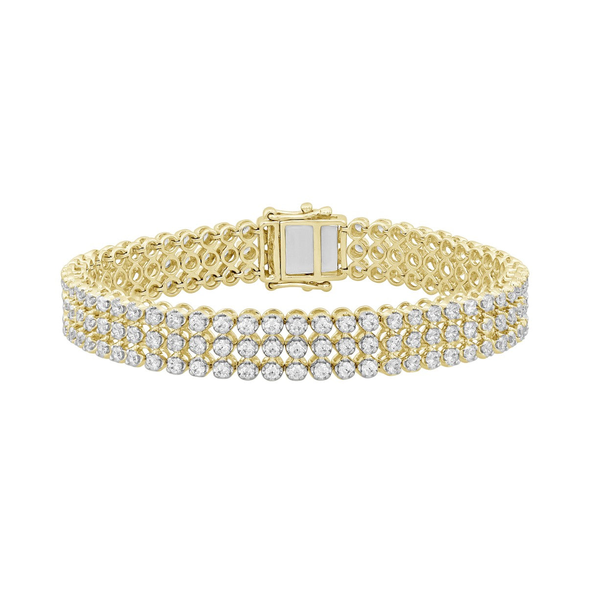 LADIES BRACELET 5CT ROUND DIAMOND 14K YELLOW GOLD