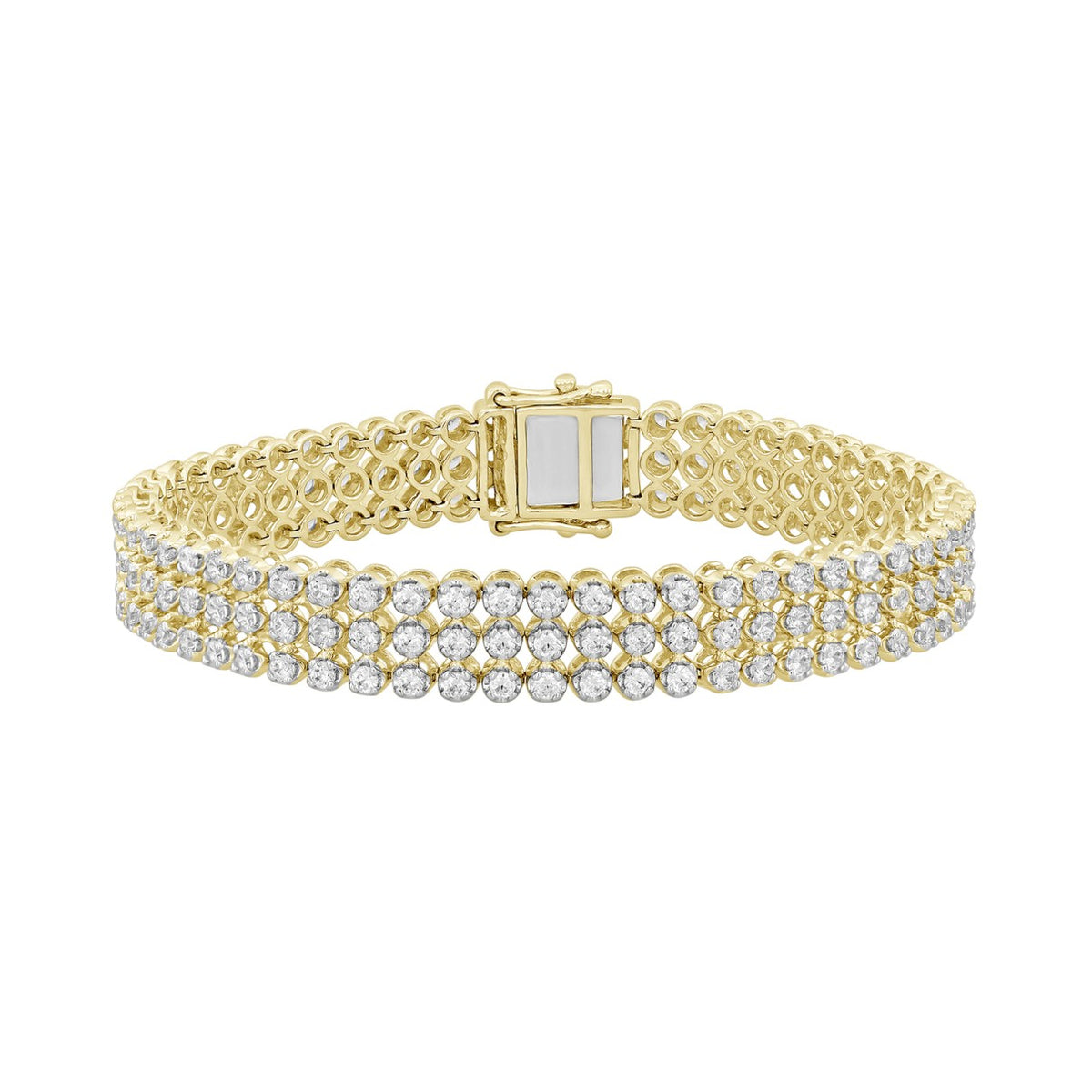 LADIES BRACELET 5CT ROUND DIAMOND 14K YELLOW GOLD