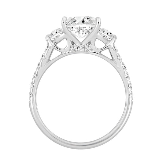 LADIES RING 3CT ROUND/PRINCESS/HALF MOON DIAMOND 14K WHITE GOLD (CENTER STONE PRINCESS DIAMOND 2CT )