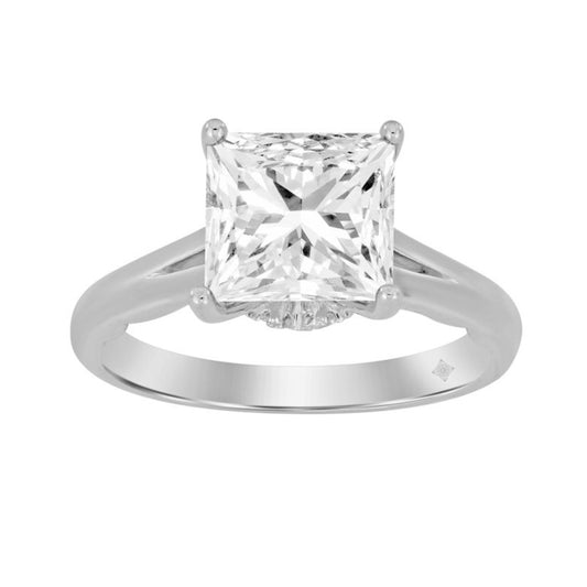 LADIES RING 2CT ROUND/PRINCESS DIAMOND 14K WHITE GOLD (CENTER STONE PRINCESS DIAMOND 2CT )