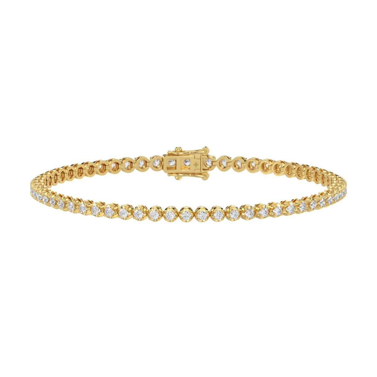 MENS BRACELET 2.25CT ROUND DIAMOND 14K YELLOW GOLD 