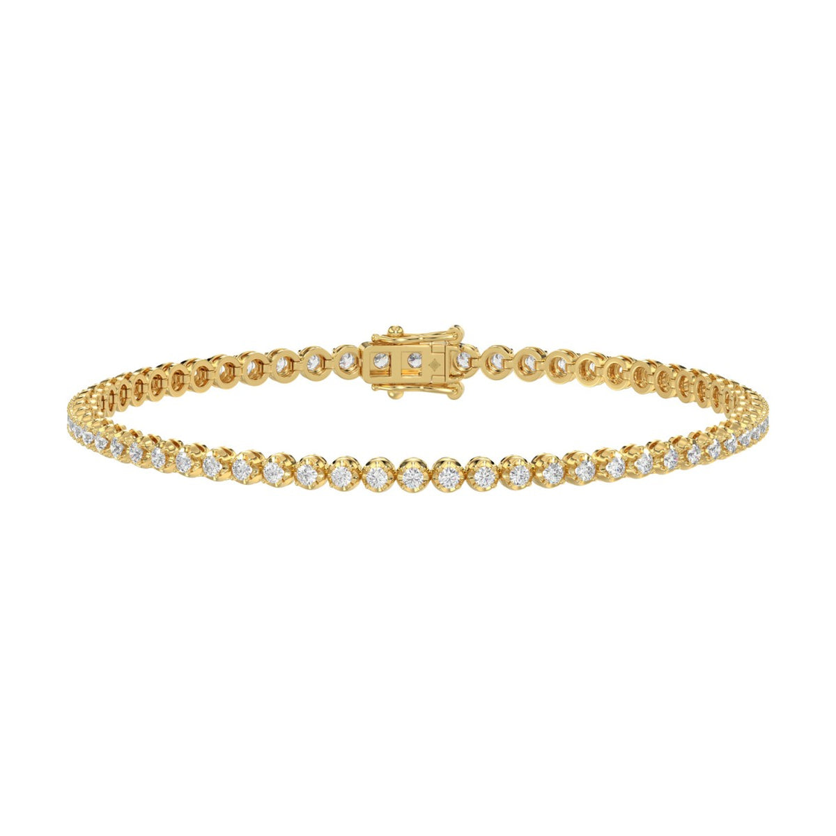 MENS BRACELET 2.25CT ROUND DIAMOND 14K YELLOW GOLD 