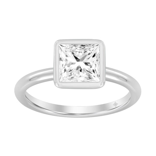 LADIES SOLITAIRE RING 2CT PRINCESS DIAMOND 14K WHITE GOLD (CENTER STONE PRINCESS DIAMOND 2CT )