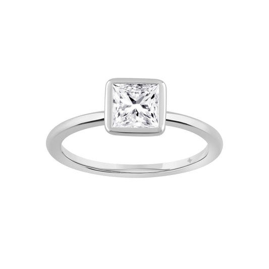 LADIES SOLITAIRE RING 1CT PRINCESS DIAMOND 14K WHITE GOLD (CENTER STONE PRINCESS DIAMOND 1CT )