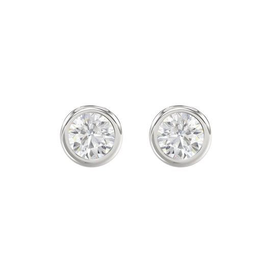 LADIES SOLITAIRE EARRINGS 2CT ROUND DIAMOND 14K WHITE GOLD