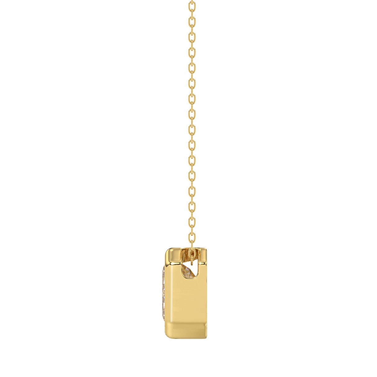 LADIES SOLITAIRE PENDANT 2CT EMERALD DIAMOND 14K YELLOW GOLD
