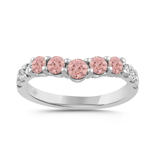 ETERNAL BLUSH COLLECTION LADIES BAND 1CT PINK ROUND DIAMOND 14K WHITE GOLD 