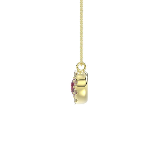14K YELLOW GOLD 1.00CT ROUND/RUBY DIAMOND LADIES PENDANT (CENTER STONE ROUND RUBY DIAMOND 5/8CT)