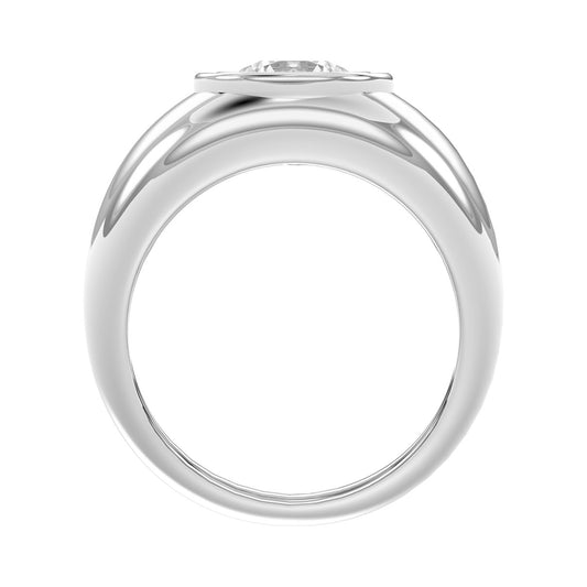 MEN'S RING 2CT ROUND DIAMOND 14K WHITE GOLD (CENTER STONE ROUND DIAMOND 2CT )