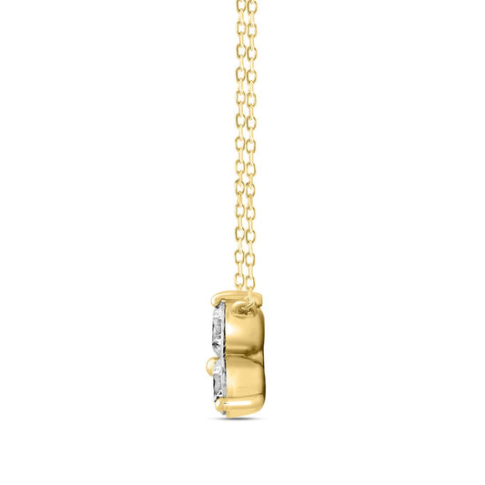 LADIES NECKLACE 1CT ROUND DIAMOND 14K YELLOW GOLD WITH CHAIN 