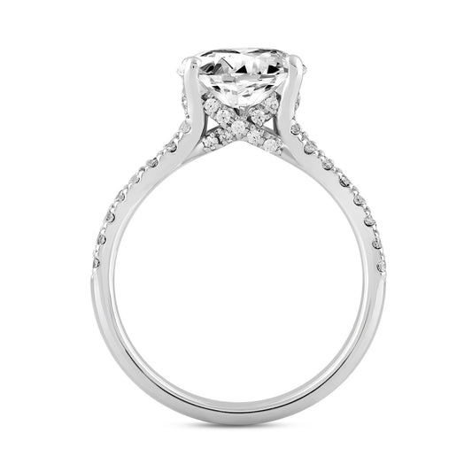 LADIES RING 3 1/2CT ROUND DIAMOND 14K WHITE GOLD (CENTER STONE ROUND DIAMOND 3CT )