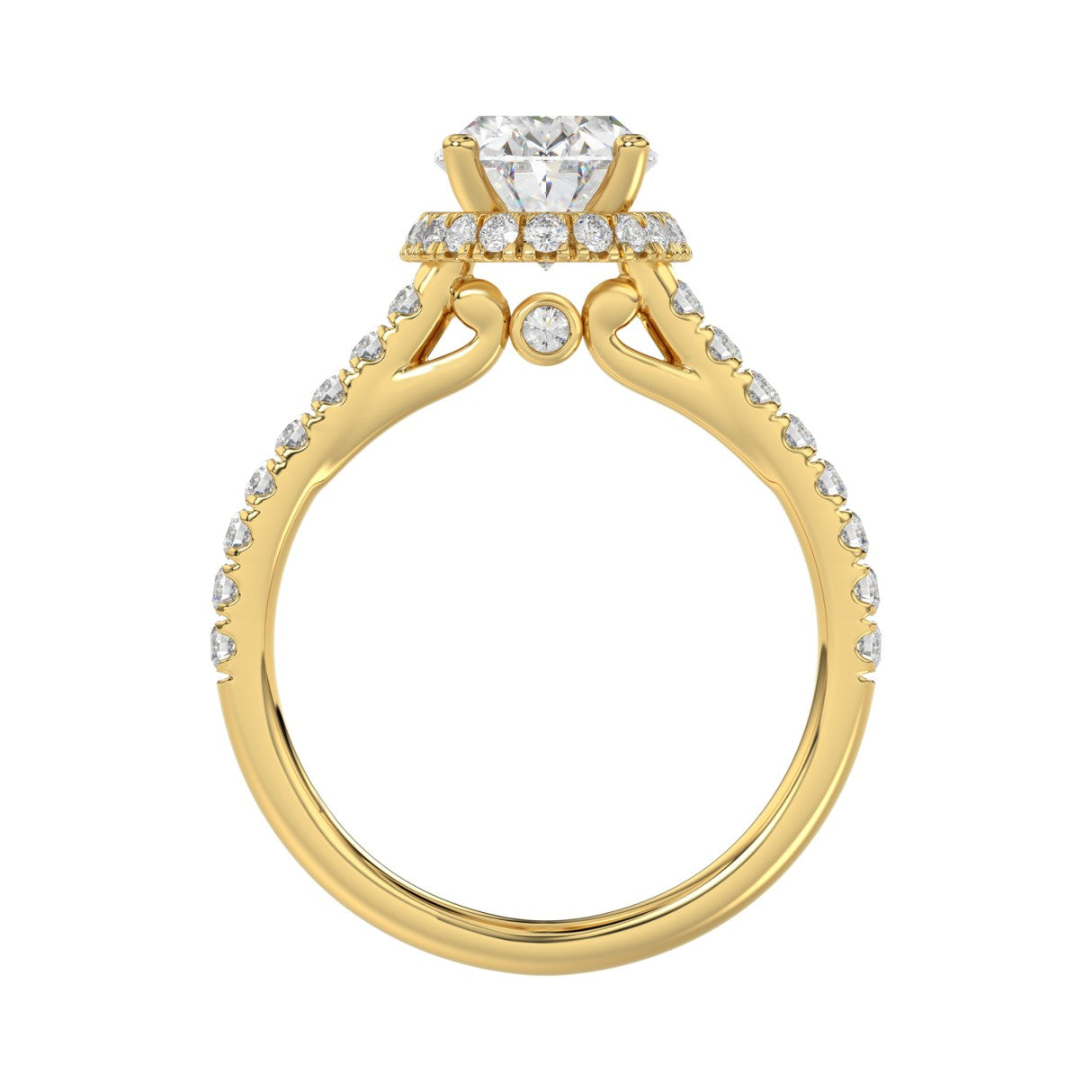 LADIES RING 2 1/2CT ROUND/OVAL DIAMOND 14K YELLOW GOLD (CENTER STONE OVAL DIAMOND 2CT )