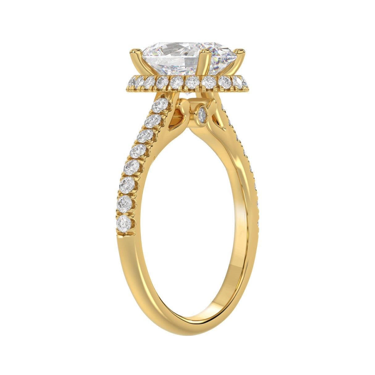 LADIES RING 2 1/2CT ROUND/OVAL DIAMOND 14K YELLOW GOLD (CENTER STONE OVAL DIAMOND 2CT )