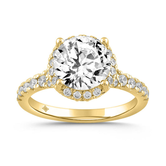 LADIES RING 3 3/4CT ROUND DIAMOND 14K YELLOW GOLD (CENTER STONE ROUND DIAMOND 3CT )