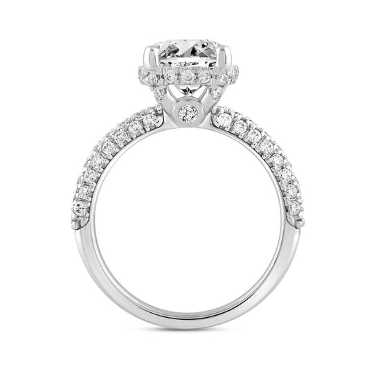 LADIES RING 2 3/4CT ROUND DIAMOND 14K WHITE GOLD (CENTER STONE ROUND DIAMOND 2CT )