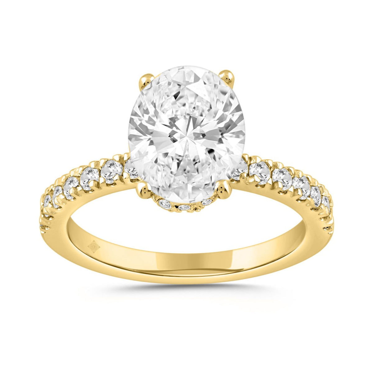 LADIES RING 2 1/2CT ROUND/OVAL DIAMOND 14K YELLOW GOLD (CENTER STONE OVAL DIAMOND 2CT )