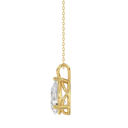 LADIES SOLITAIRE PENDANT 2 1/2CT PEAR DIAMOND 14K YELLOW GOLD 