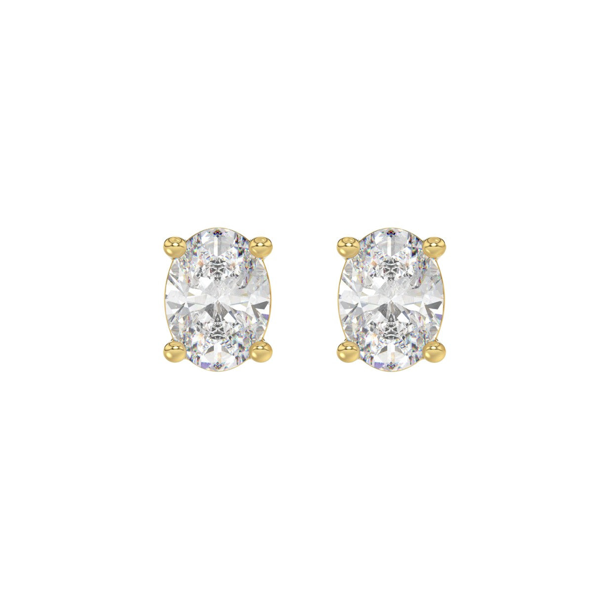 LADIES SOLITAIRE EARRINGS 2 1/2CT OVAL DIAMOND 14K YELLOW GOLD 
