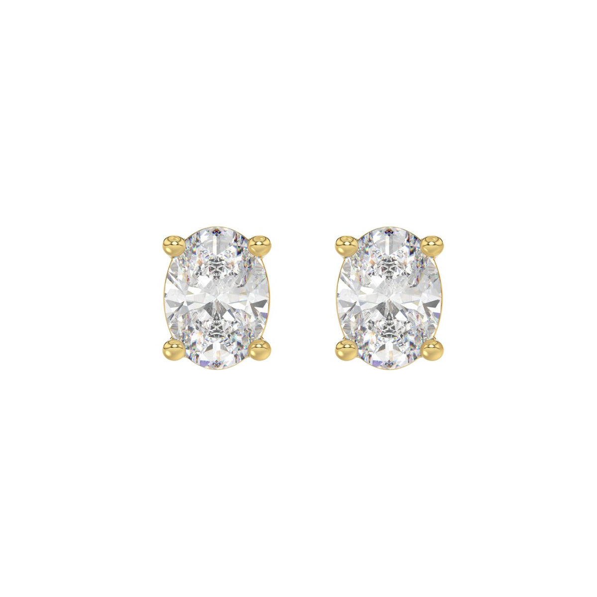 LADIES SOLITAIRE EARRINGS 2 1/2CT OVAL DIAMOND 14K YELLOW GOLD 