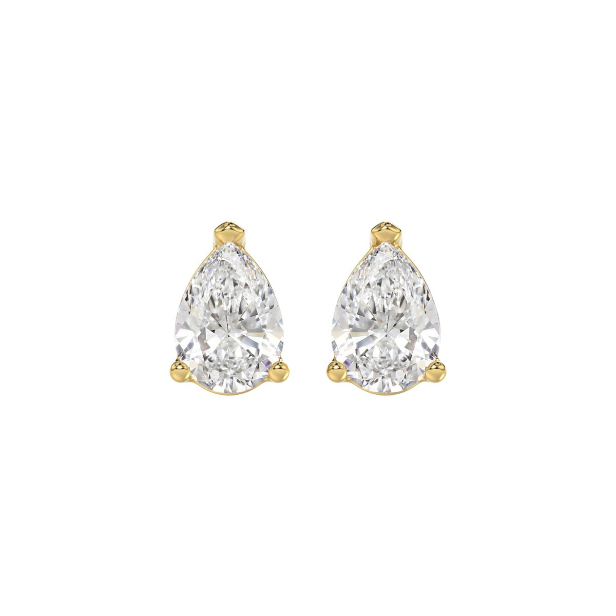 LADIES SOLITAIRE EARRINGS 2 1/2CT PEAR DIAMOND 14K YELLOW GOLD 