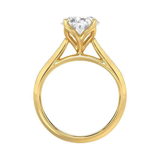 LADIES SOLITAIRE RING 4CT OVAL DIAMOND 14K YELLOW GOLD 