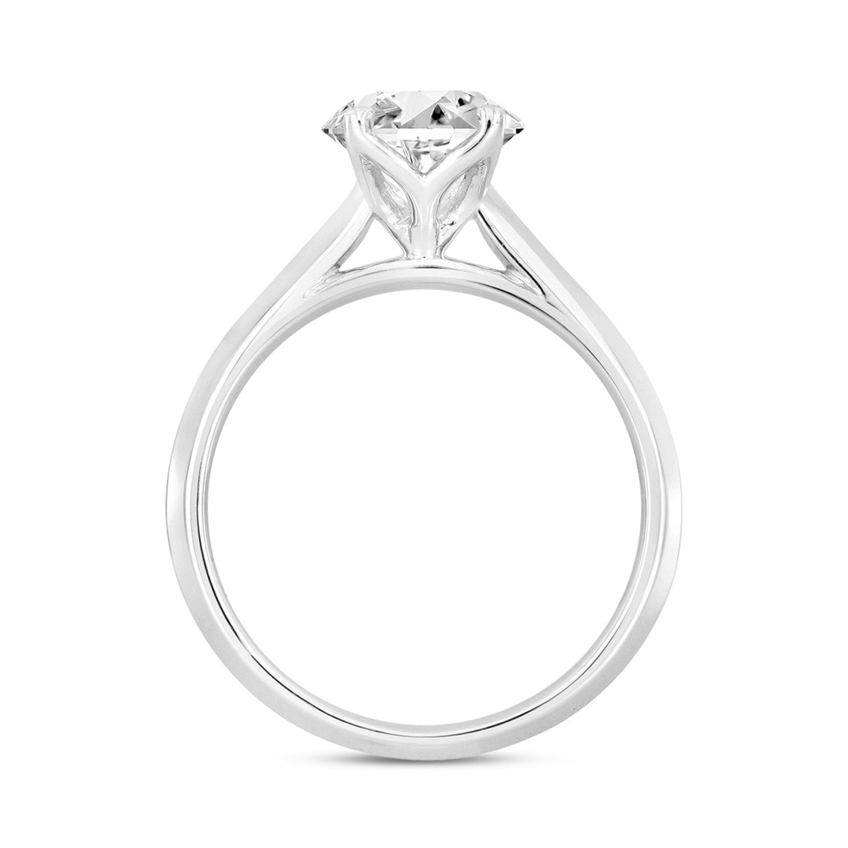 LADIES SOLITAIRE RING 4CT ROUND DIAMOND 14K WHITE GOLD 